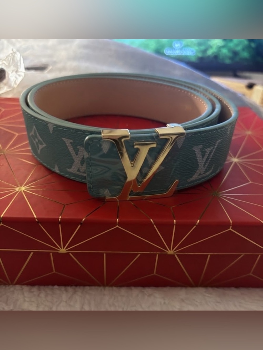 Brand new fashion, aqua Monogram  Belt with LV Buckle